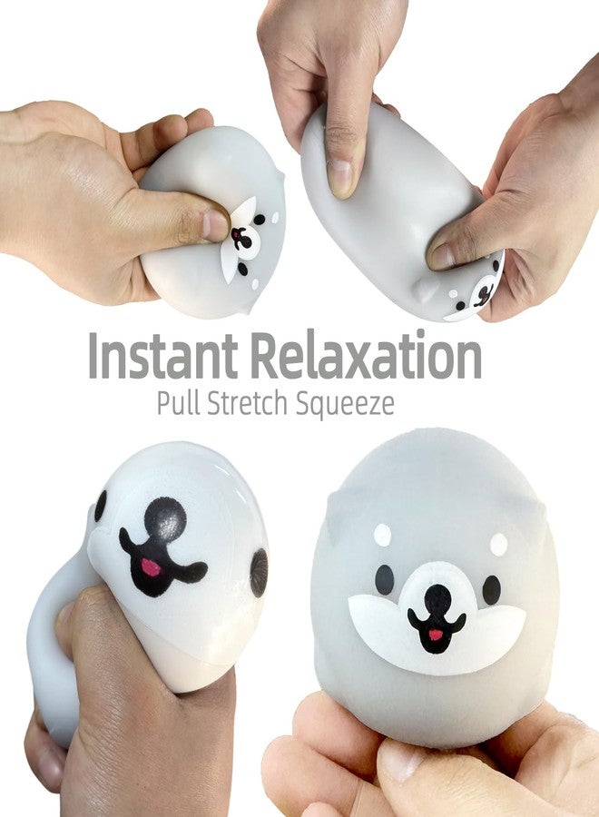 AiSiXin Dog Squishy Toy (Grey), Sensory Stress Balls for Adults, Animals Squishy Ball, Stretchy Squeeze Ball Party Favors for Kids, Fun Shiba Inu Dough Ball for Easter Basket Stuffers, Birthday Gifts - Image 4